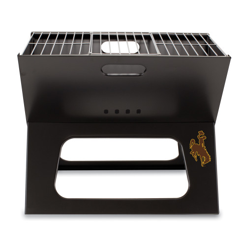 Wyoming Cowboys X-Grill Portable Charcoal BBQ Grill, (Black)