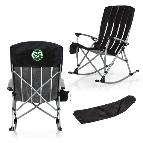 Colorado State Rams Outdoor Rocking Camp Chair, (Black)