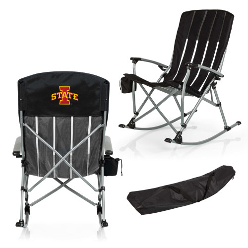 Iowa State Cyclones Outdoor Rocking Camp Chair, (Black)