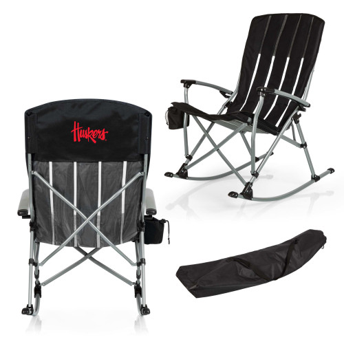 Nebraska Cornhuskers Outdoor Rocking Camp Chair, (Black)