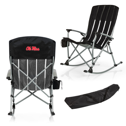 Ole Miss Rebels Outdoor Rocking Camp Chair, (Black)