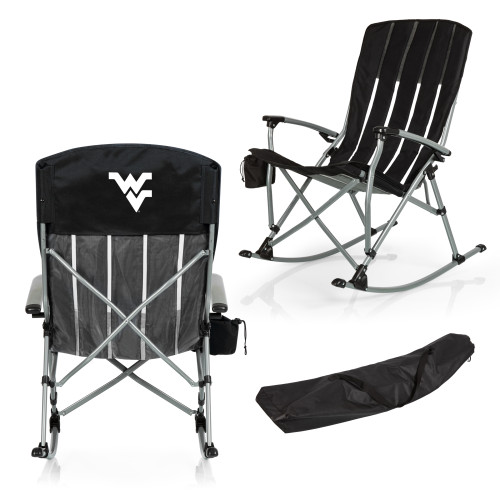 West Virginia Mountaineers Outdoor Rocking Camp Chair, (Black)