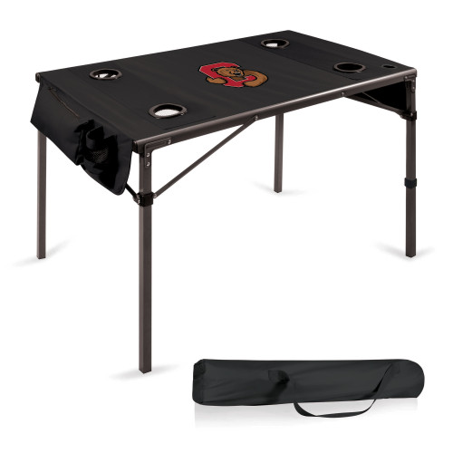Cornell Big Red Travel Table Portable Folding Table, (Black)