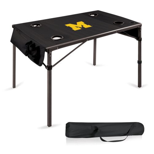 Michigan Wolverines Travel Table Portable Folding Table, (Black)