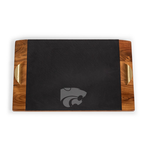 Kansas State Wildcats Covina Acacia and Slate Serving Tray, (Acacia Wood & Slate Black with Gold Accents)