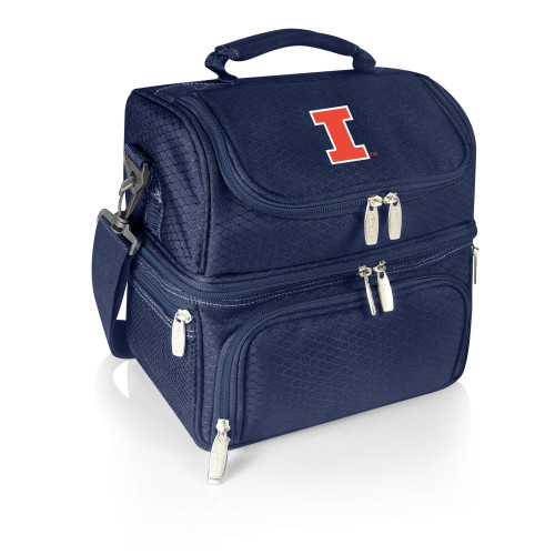 Illinois Fighting Illini Pranzo Lunch Bag Cooler with Utensils, (Navy Blue)