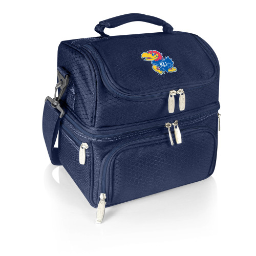 Kansas Jayhawks Pranzo Lunch Bag Cooler with Utensils, (Navy Blue)