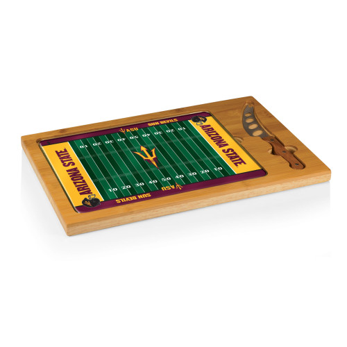 Arizona State Sun Devils Icon Glass Top Cutting Board & Knife Set, (Parawood & Bamboo)