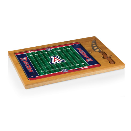 Arizona Wildcats Football Field Icon Glass Top Cutting Board & Knife Set, (Parawood & Bamboo)