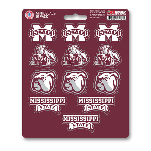 Mississippi State Bulldogs Mini Decal 12-pk 12 Various Logos / Wordmark
