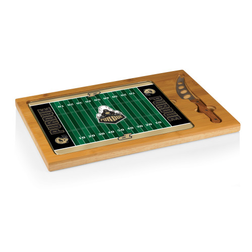 Purdue Boilermakers Football Field Icon Glass Top Cutting Board & Knife Set, (Parawood & Bamboo)