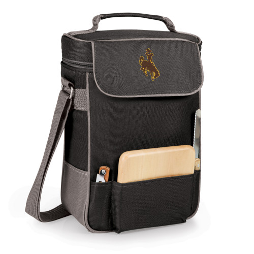 Wyoming Cowboys Duet Wine & Cheese Tote, (Black with Gray Accents)