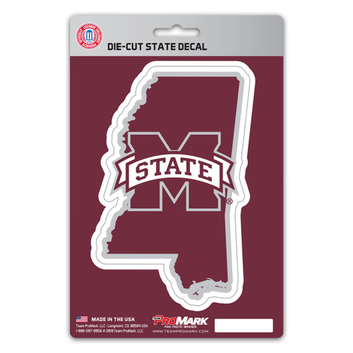 Mississippi State Bulldogs State Shape Decal "M State" Logo / State of Mississippi