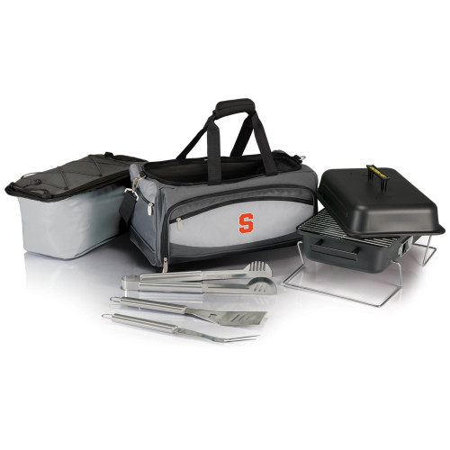 Syracuse Orange Buccaneer Portable Charcoal Grill & Cooler Tote, (Black with Gray Accents)