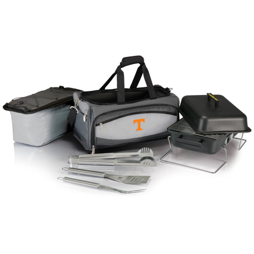 Tennessee Volunteers Buccaneer Portable Charcoal Grill & Cooler Tote, (Black with Gray Accents)
