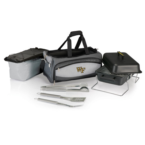 Wake Forest Demon Deacons Buccaneer Portable Charcoal Grill & Cooler Tote, (Black with Gray Accents)