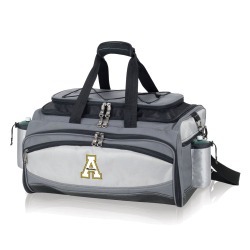 App State Mountaineers Vulcan Portable Propane Grill & Cooler Tote, (Black with Gray Accents)