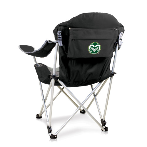 Colorado State Rams Reclining Camp Chair, (Black with Gray Accents)