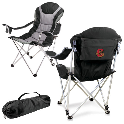 Cornell Big Red Reclining Camp Chair, (Black with Gray Accents)