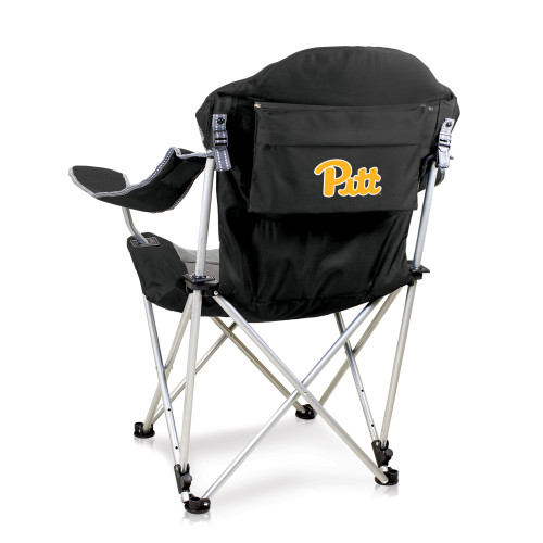 Pittsburgh Panthers Reclining Camp Chair, (Black with Gray Accents)