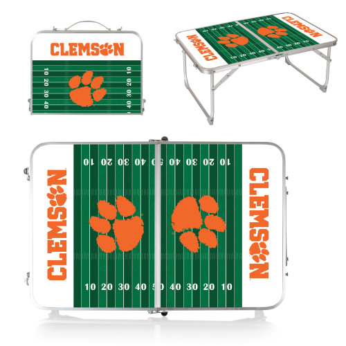 Clemson Tigers Concert Table Mini Portable Table, (Charcoal Wood Grain)