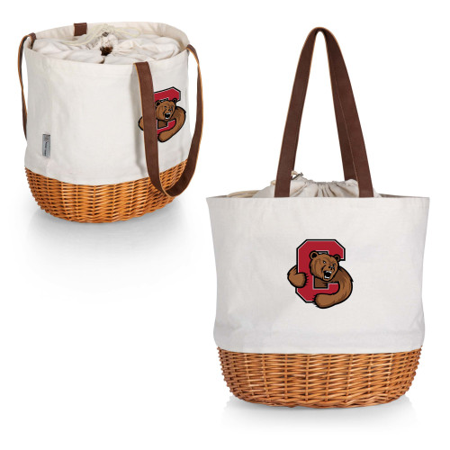 Cornell Big Red Coronado Canvas and Willow Basket Tote, (Beige Canvas)