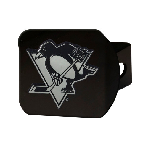 NHL - Pittsburgh Penguins Hitch Cover - Chrome on Black 3.4"x4"