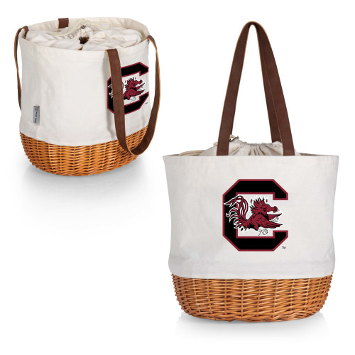 South Carolina Gamecocks Coronado Canvas and Willow Basket Tote, (Beige Canvas)