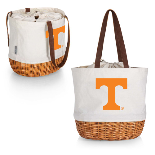 Tennessee Volunteers Coronado Canvas and Willow Basket Tote, (Beige Canvas)