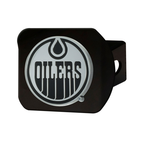 NHL - Edmonton Oilers Hitch Cover - Chrome on Black 3.4"x4"