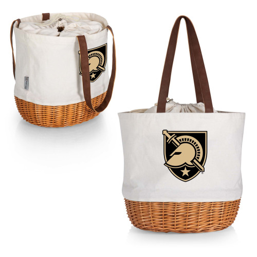 West Point Black Knights Coronado Canvas and Willow Basket Tote, (Beige Canvas)