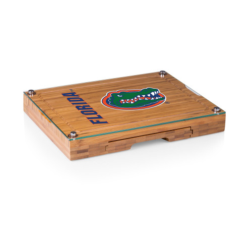 Florida Gators Concerto Glass Top Cheese Cutting Board & Tools Set, (Bamboo)