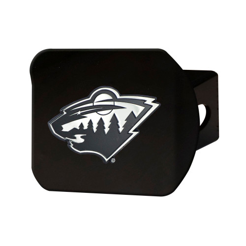 NHL - Minnesota Wild Hitch Cover - Chrome on Black 3.4"x4"