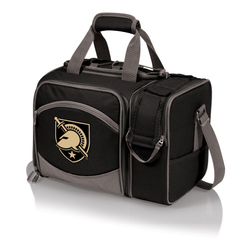 Army Black Knights Malibu Picnic Basket Cooler, (Black with Gray Accents)