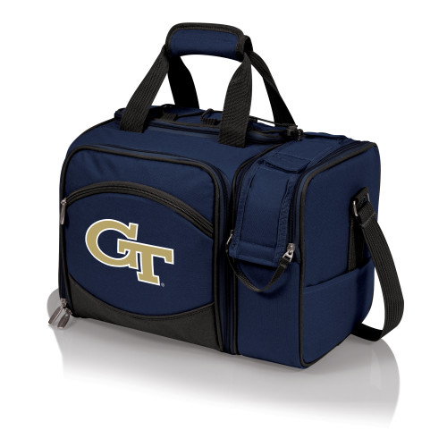 Georgia Tech Yellow Jackets Malibu Picnic Basket Cooler, (Navy Blue with Black Accents)
