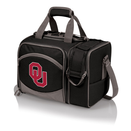 Oklahoma Sooners Malibu Picnic Basket Cooler, (Black with Gray Accents)