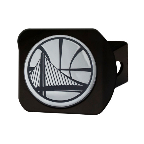 NBA - Golden State Warriors Hitch Cover - Chrome on Black 3.4"x4"
