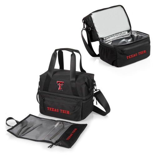 Texas Tech Red Raiders Tarana Lunch Bag Cooler with Utensils, (Carbon Black)