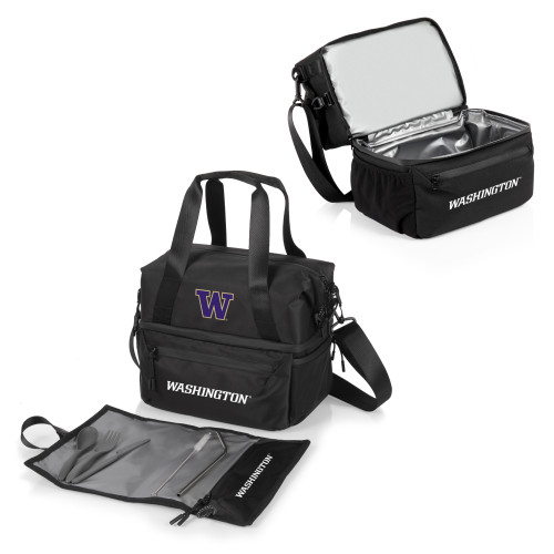 Washington Huskies Tarana Lunch Bag Cooler with Utensils, (Carbon Black)