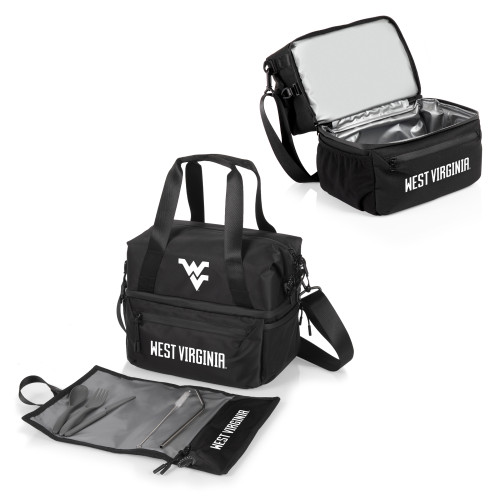 West Virginia Mountaineers Tarana Lunch Bag Cooler with Utensils, (Carbon Black)