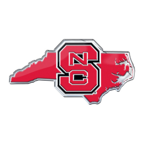 North Carolina State University - NC State Wolfpack Embossed State Emblem "NCS" Logo / Shape of North Carolina Red & Black