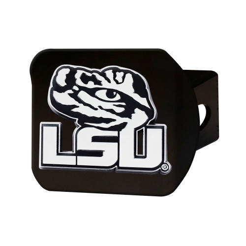 Louisiana State University Hitch Cover - Chrome on Black 3.4"x4"