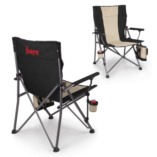 Nebraska Cornhuskers Big Bear XXL Camping Chair with Cooler, (Black)