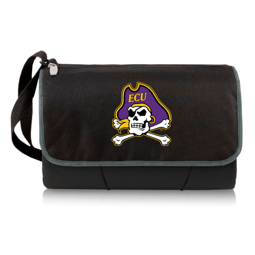 East Carolina Pirates Blanket Tote Outdoor Picnic Blanket, (Black with Black Exterior)