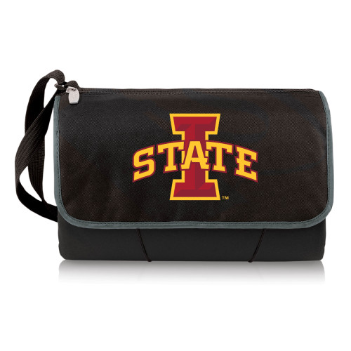 Iowa State Cyclones Blanket Tote Outdoor Picnic Blanket, (Black with Black Exterior)