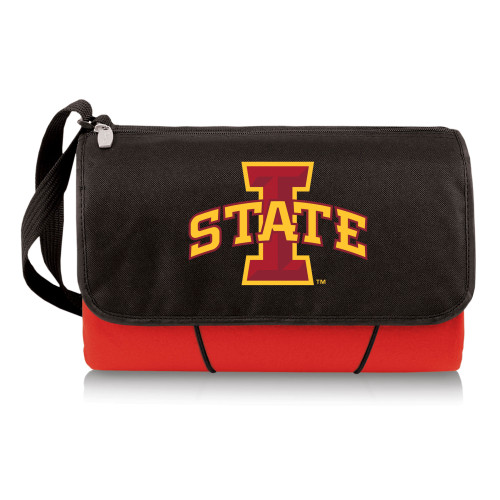 Iowa State Cyclones Blanket Tote Outdoor Picnic Blanket, (Red with Black Flap)