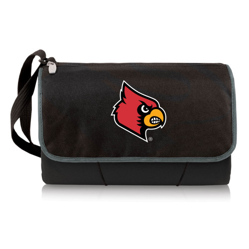 Louisville Cardinals Blanket Tote Outdoor Picnic Blanket, (Black with Black Exterior)