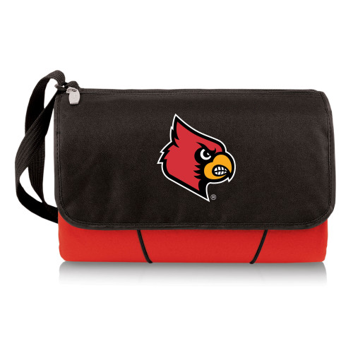 Louisville Cardinals Blanket Tote Outdoor Picnic Blanket, (Red with Black Flap)