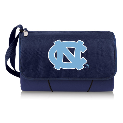 North Carolina Tar Heels Blanket Tote Outdoor Picnic Blanket, (Navy Blue with Black Flap)