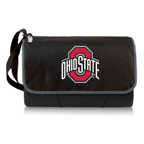 Ohio State Buckeyes Blanket Tote Outdoor Picnic Blanket, (Black with Black Exterior)